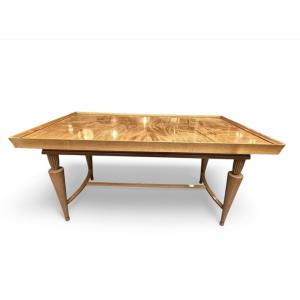 Art Deco Sycamore Coffee Table, Belgium, Circa 1935, Maison Vanderborght Frères